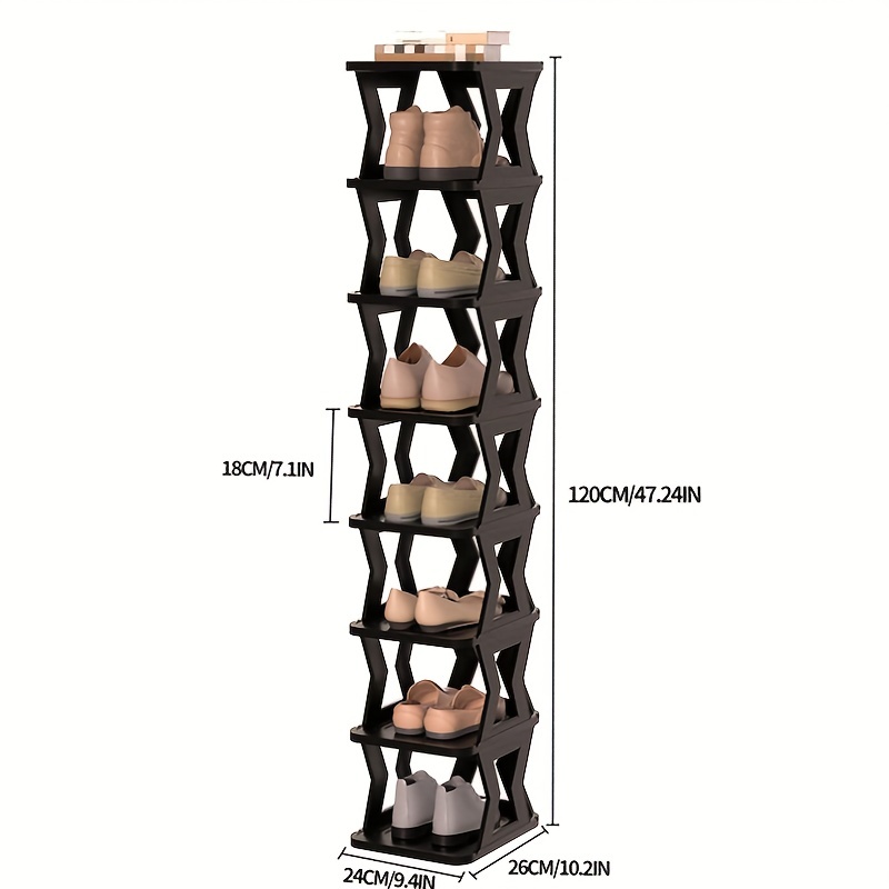 8 Tiers Shoe Rack Vertical Narrow Shoe Shelf Storage Organizer