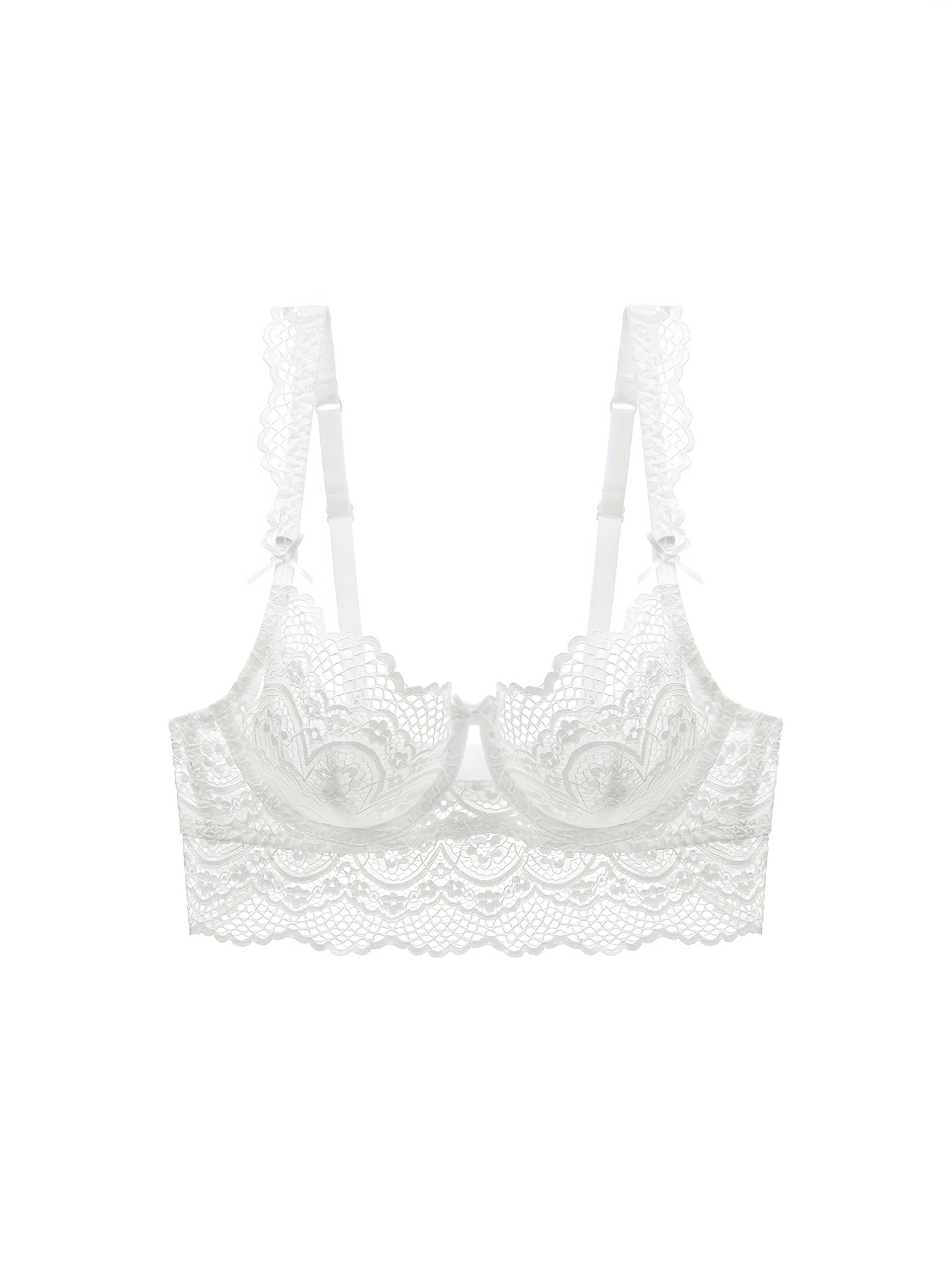 Soft Lace Mesh Everyday Bras Comfortable Simple Bow Thin Cup - Temu Canada