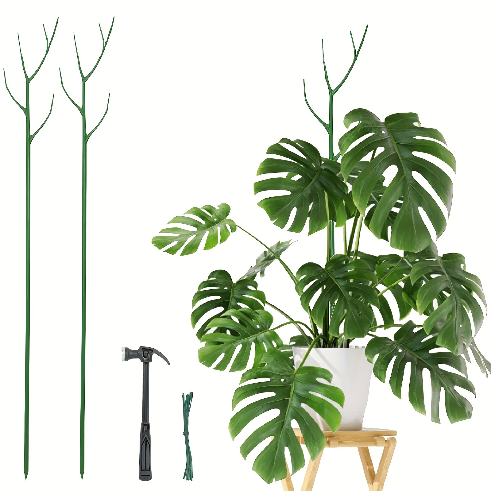 

1pc, Plant Poles For Indoor House Plants, Green Branch Trellis For Outdoor Plants, 39.4 Inch Plant Stand Sticks For Monstera Hoyapotos Flower Stake With Hammer Garden Poles Plant Support Structure