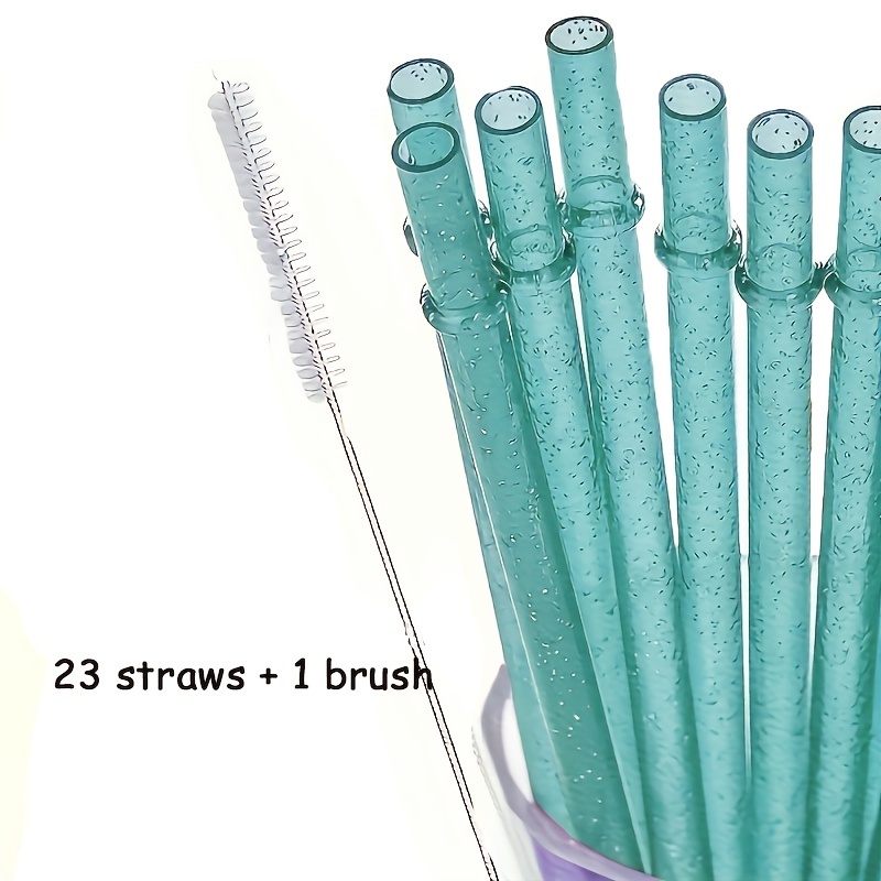 4pcs Creative Bent Glass Drinking Straws + 1pc Cleaning Brush