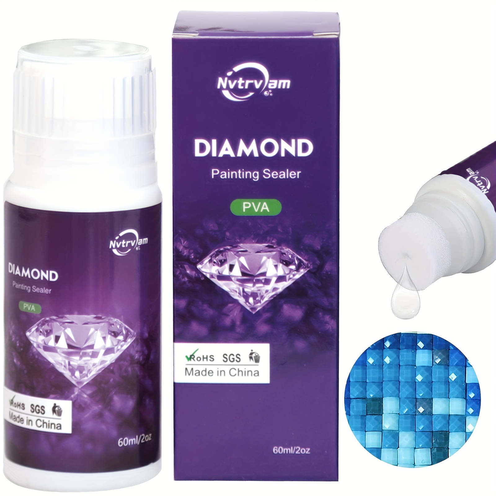 

60ml Diamond Painting Sealer 5d Diamond Painting Art Glue Permanent Hold & Shine Effect Sealer Diamond Painting Puzzle Accessories & Tools