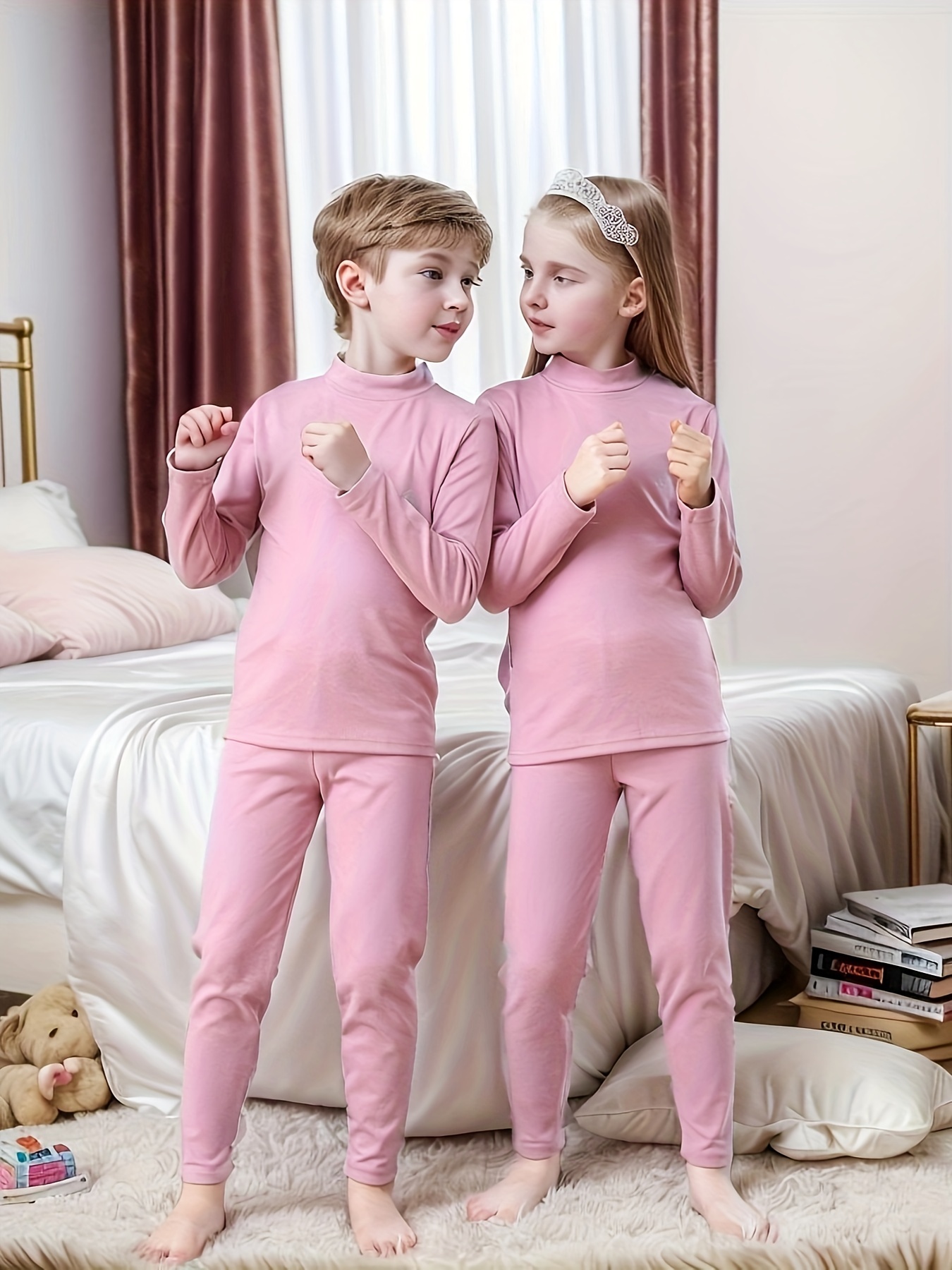 Pijamas térmicos para niños y niñas, ropa interior de invierno