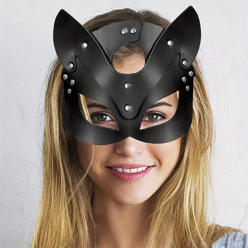 Mujer cuero gato máscara disfraz conejo zorro máscaras, Animal media cara  máscara Cosplay fiesta de Halloween mujeres señoras JAMW Sencillez