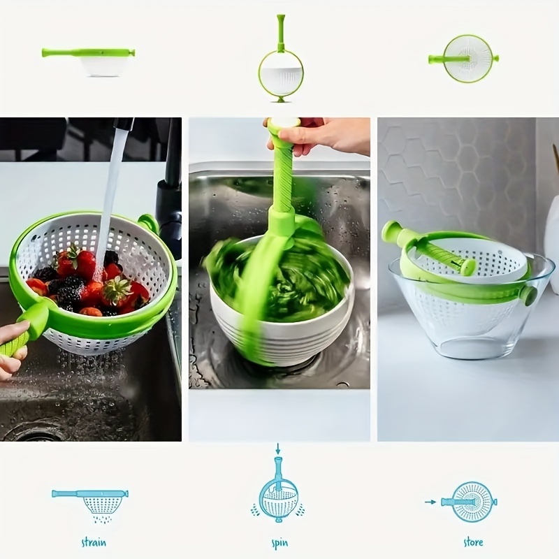 1pc Vegetable Salad Spinner & Dehydrator With Double Layers & Draining  Basket For Kitchen Use