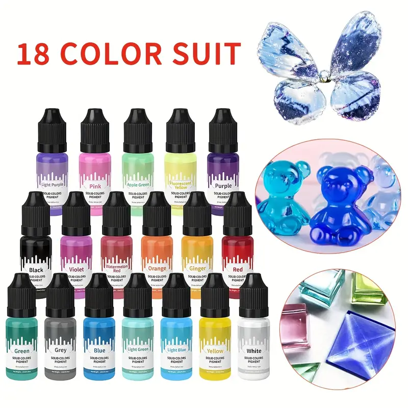 DIY Epoxy Resin Pigment, 18 Colors Liquid Transparent Color Resin Gem Clear  Pigment Kit For DIY Resin Art Jewelry Making, Concentrated UV Resin Colora