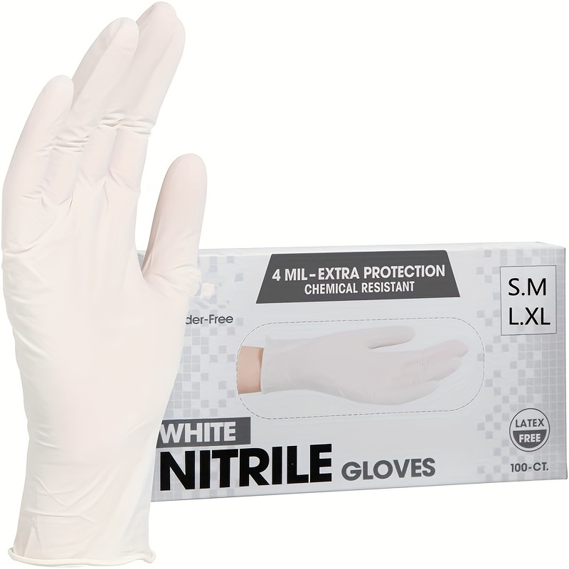 20 40pcs Disposable Nitrile Gloves Resistant To Chemical Corrosion Powder  Free Latex Free White Suitable For Catering School Cafeteria And Home Food  Preparation Cleaning Hairdressing Pets Gardening Handicrafts Cars Tools 