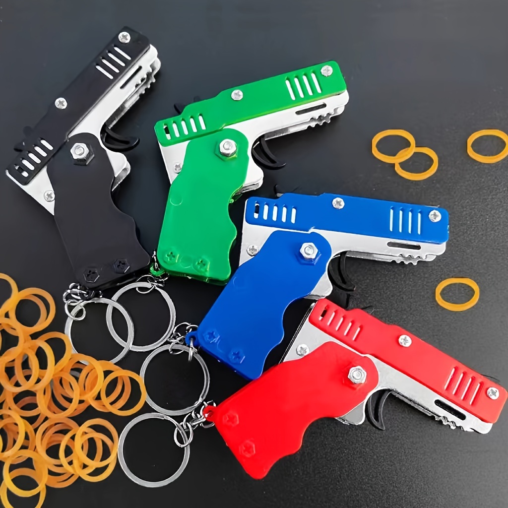 Metal Six Hairpin Rubber Band Gun For Shooting Game Key Chain Ring