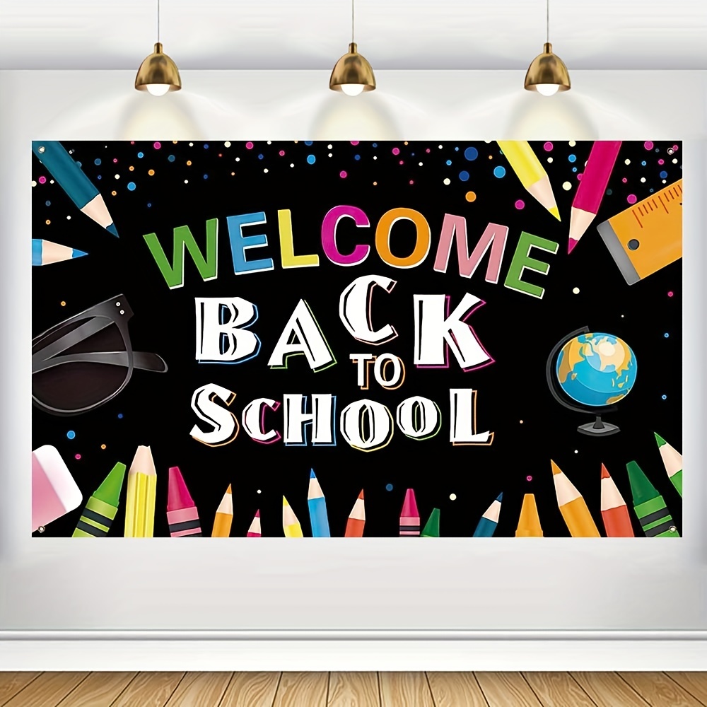 Telones de fondo de bienvenida de vuelta a la escuela, tablero de anuncios  de bienvenida de vuelta a la escuela, cartel colgante de tela para