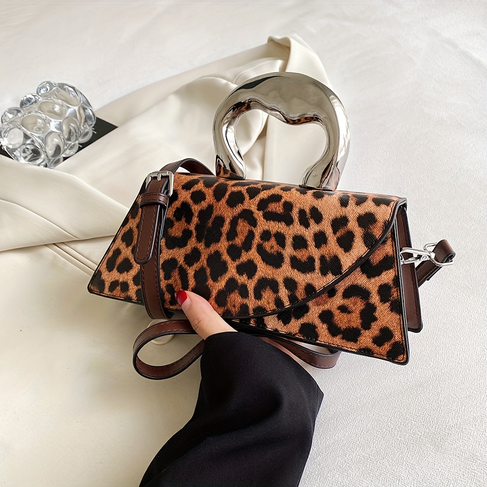 Animal Print Trendy Faux Leather Crossbody Bag - Temu