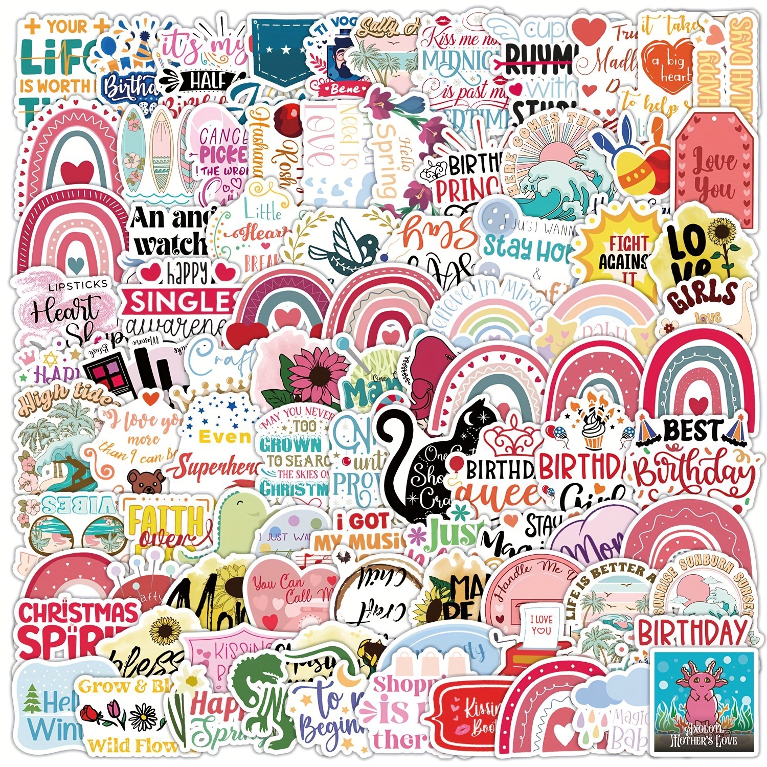 100Pcs Stickers Pack,Nature Time Cute Cartoon Stickers Graffiti