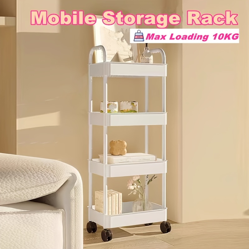 Plastic Storage Rack With Wheels 2/3/4 Layers Storage Shelf - Temu