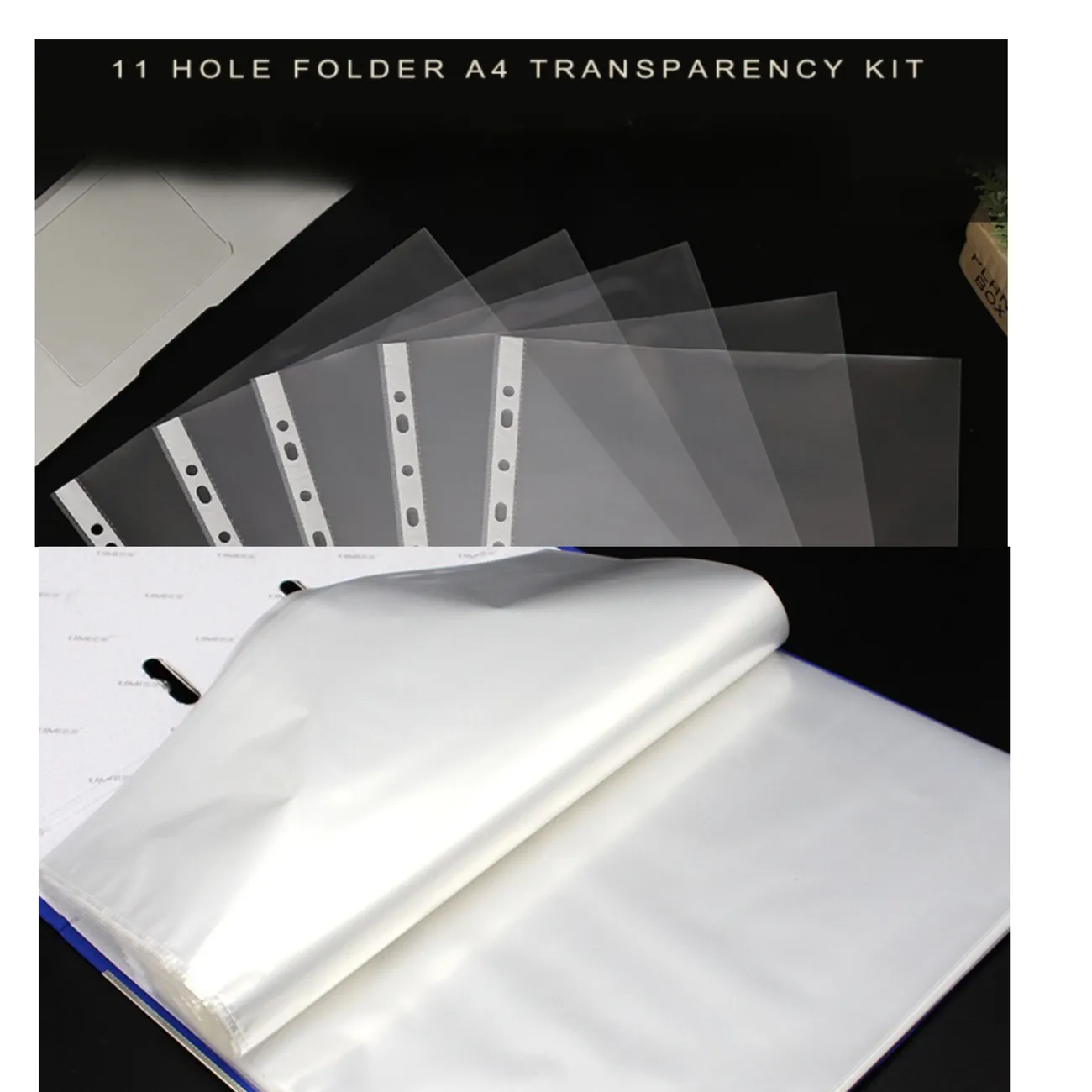 11-hole Paper Bag A4 Transparent Loose Leaf Bag Folder Insert Protection  Cover White Stripe Bag Punch Bag Office Supplies - Temu