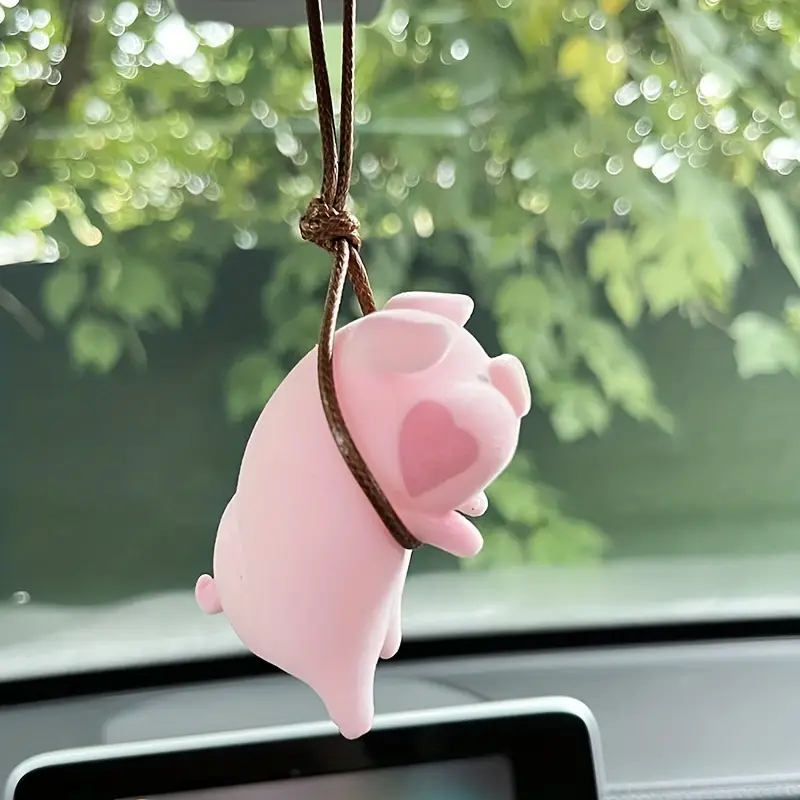 Lustiges Anime-Schwein-Schwingungsautozubehör Niedlicher  Schwein-Autoanhänger Kreativer Auto-Rückspiegel-Anhänger Für Auto-Dekoration
