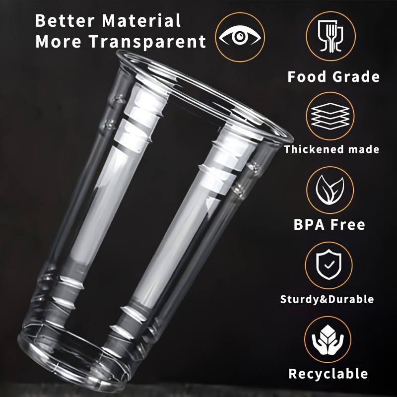 [50 juegos - 24 oz] Vasos de plástico PET transparente con tapas de cúpula  para café helado, bebidas…Ver más [50 juegos - 24 oz] Vasos de plástico PET