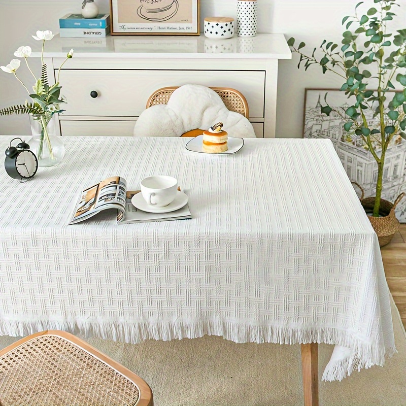 Tablecloth Knitted Fabric Table Cloth Solid Color Plaid - Temu Ireland