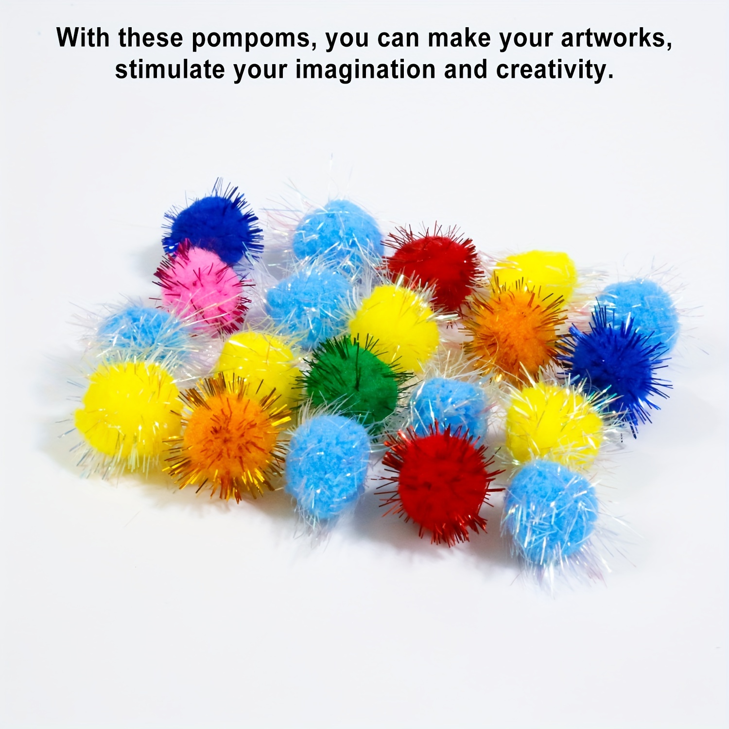 CHENSHUO Large Mixed Color Poms Costume Accessory,Craft Pom Pom Balls, Pom Pom Balls for Arts and DIY Creative Crafts Decorations,2 Colors, Black