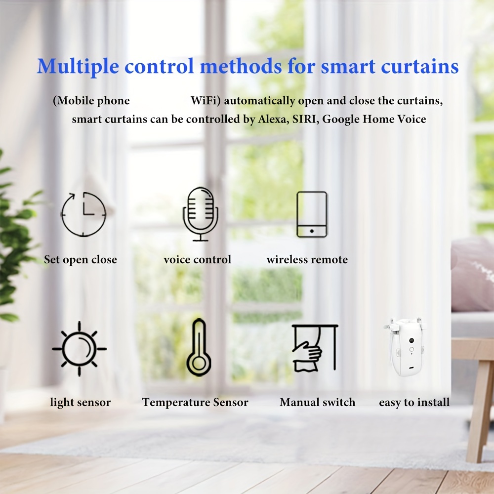 WIFI Electric Curtain Opener,APP Remote Control Automatic Curtain  Motor,Voice Control Via Alexa,Google Assistance 