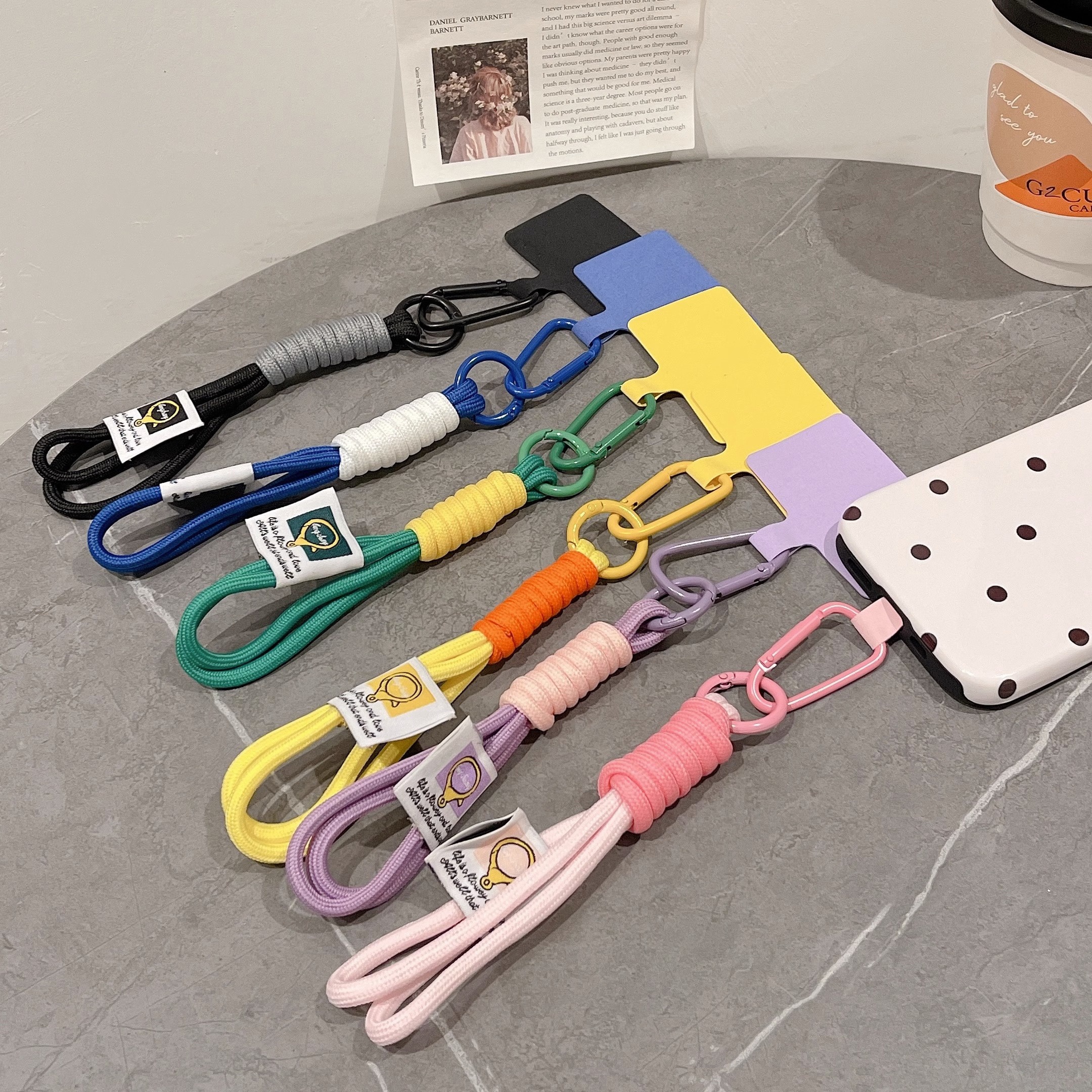 

Colorful Wrist Straps Hand Lanyard Cute Charms For Iphone Xiaomi Phone Accessories Chain Lanyard Keychain Keycard Hanging