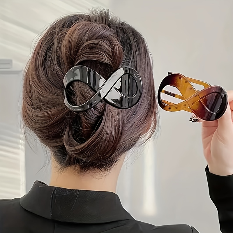 TEMU 2pcs Large Duck Billed Clip Infinity Shaped Claw Clip Hair Clip Pin Elegant Hair Clips Women Female Hair Accessories
