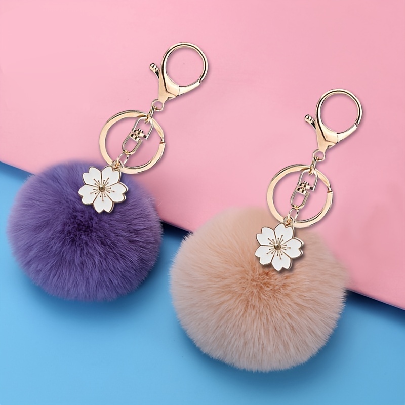 Soft Pom Pom Keychain Plush Ball Cute Colorful Bag Key Chain Keyring  Ornament Bag Purse Charm Accessories - Temu