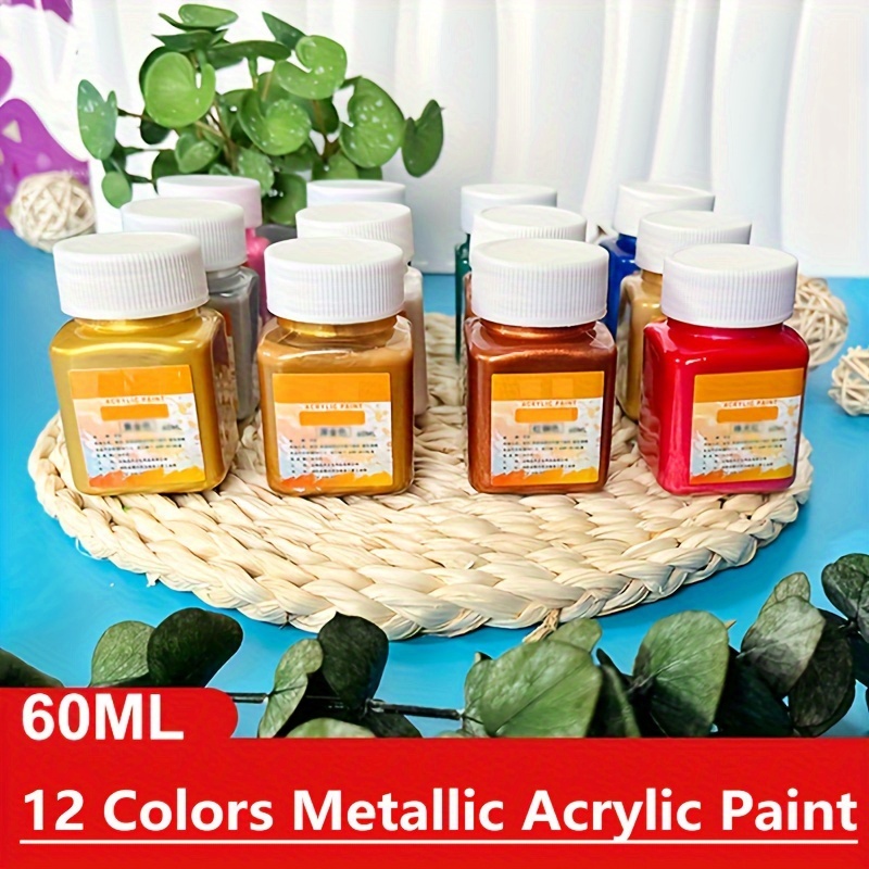 Acrylic Paint Set 24 Colors (2 oz/Bottle) with 12 Art Brushes Art Supplies  for Painting Canvas Wood Ceramic & Fabric Rich Pigments Lasting Quality for  Beginners Students & Professional Artist