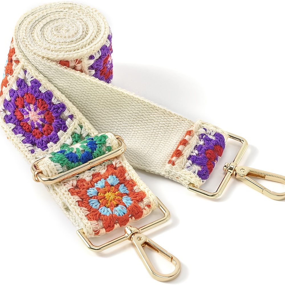 Embroidered bag strap, camera strap, adjustable bag, shoulder bag, peruvian  handmade, ivory belt, beige flower, ethnic, boho, gift for her