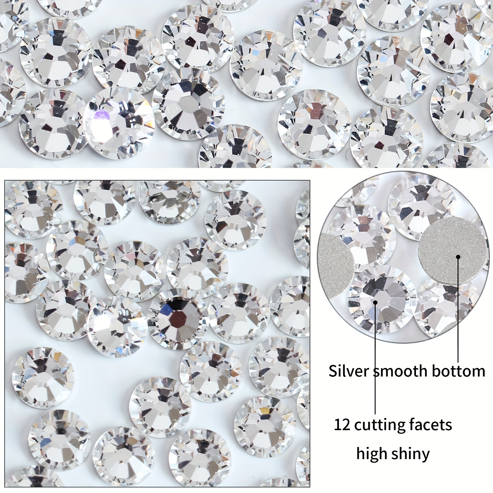 SS16 SS20 SS30 Glitter Crystal Clear Rhinestones Nail Art 3D