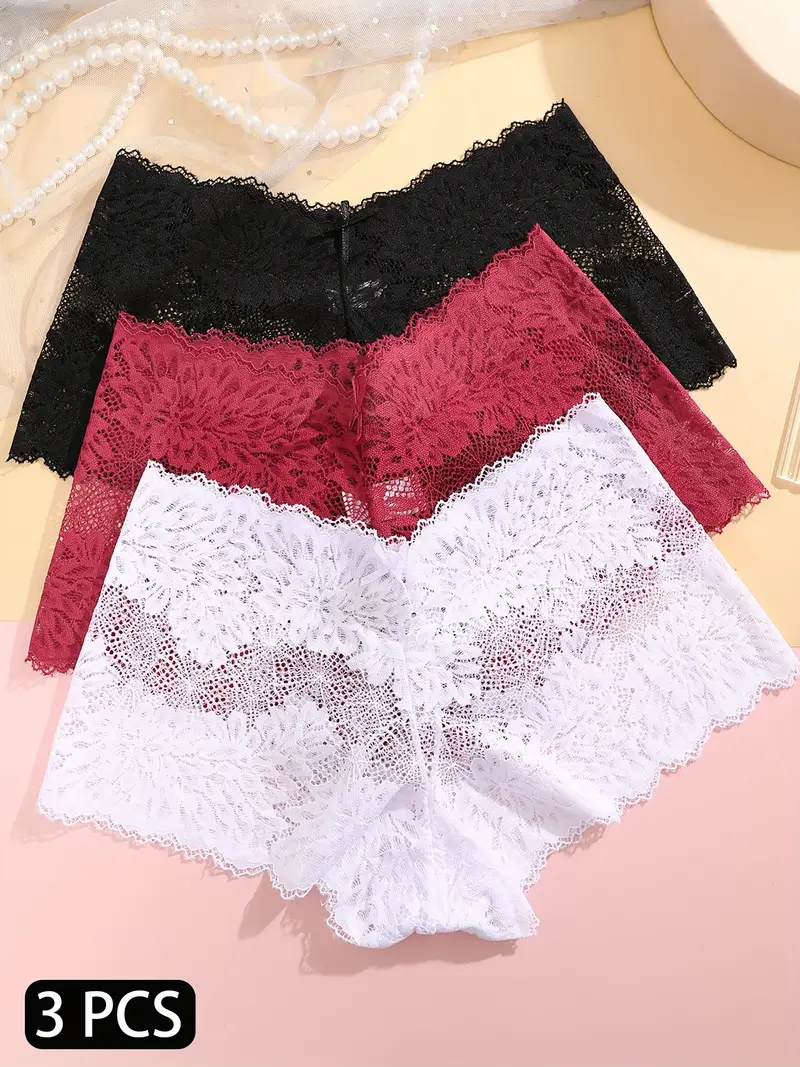 Women's Breathable Sexy Lace Boyshort Panties Comfort Semi - Temu