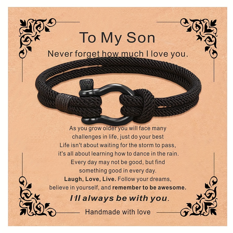 ORISPRE to My Son/Grandson/Nephew Bracelet, Gifts for Teens Boys Men Inspirational Bracelet for Birthday Confirmation Graduation Back to School