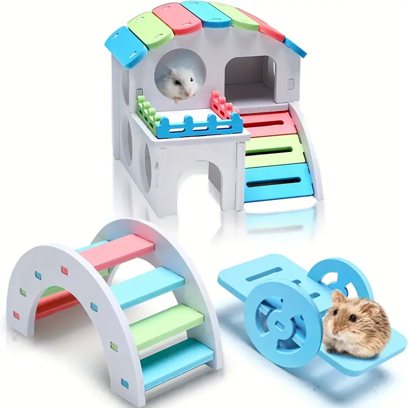Diy Fun Hamster Toys Set Include Wooden