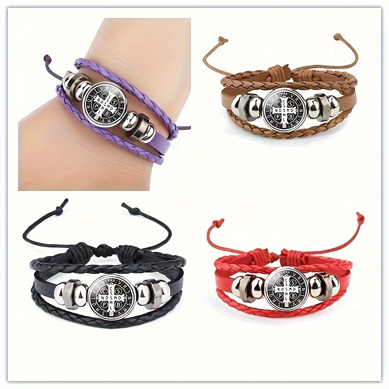 Bracciale in Cuoio e Acciaio con Medaglia Milan