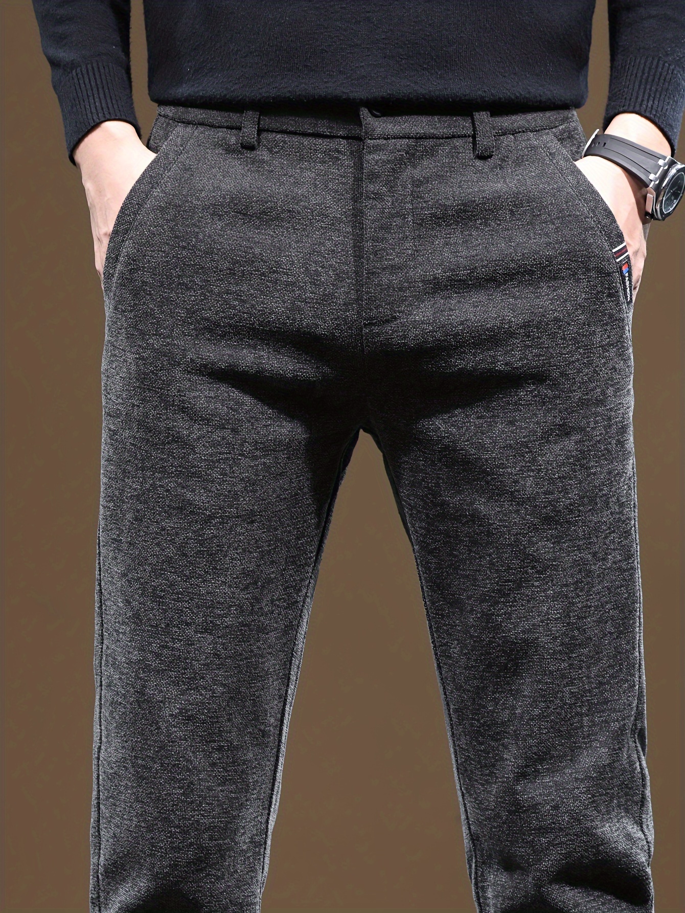 Mens Fall/Winter Slim Pants Woolen Skinny Suit Trousers Business Casual  Trousers