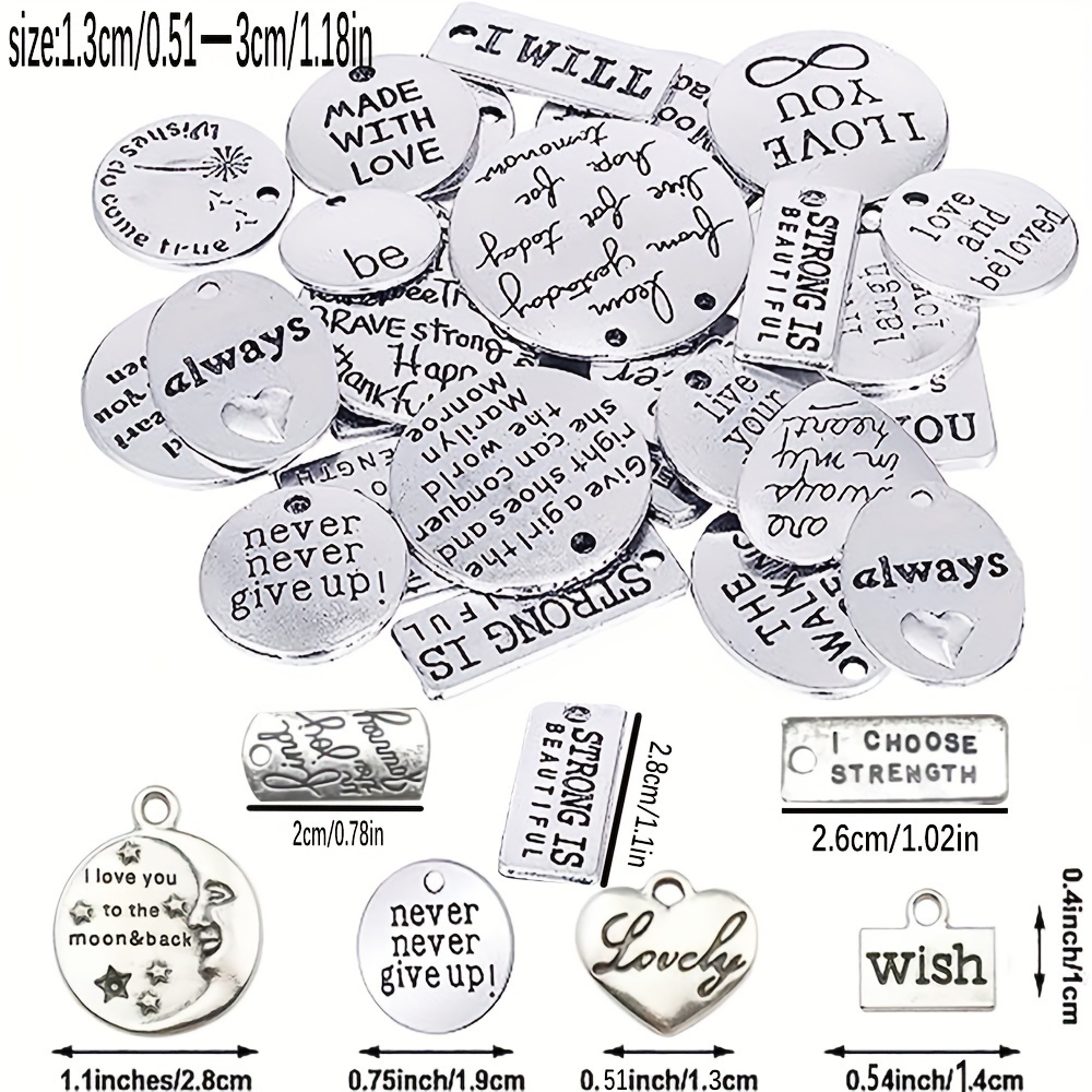 350Pcs Motivational Keychain Accessories Set with 50 Engraved Inspirational  Words Charms 50 Leather Keychain Tassels 50 Keyring with Chain 200 Open  Jump Rings for Keychain Making DIY Crafting