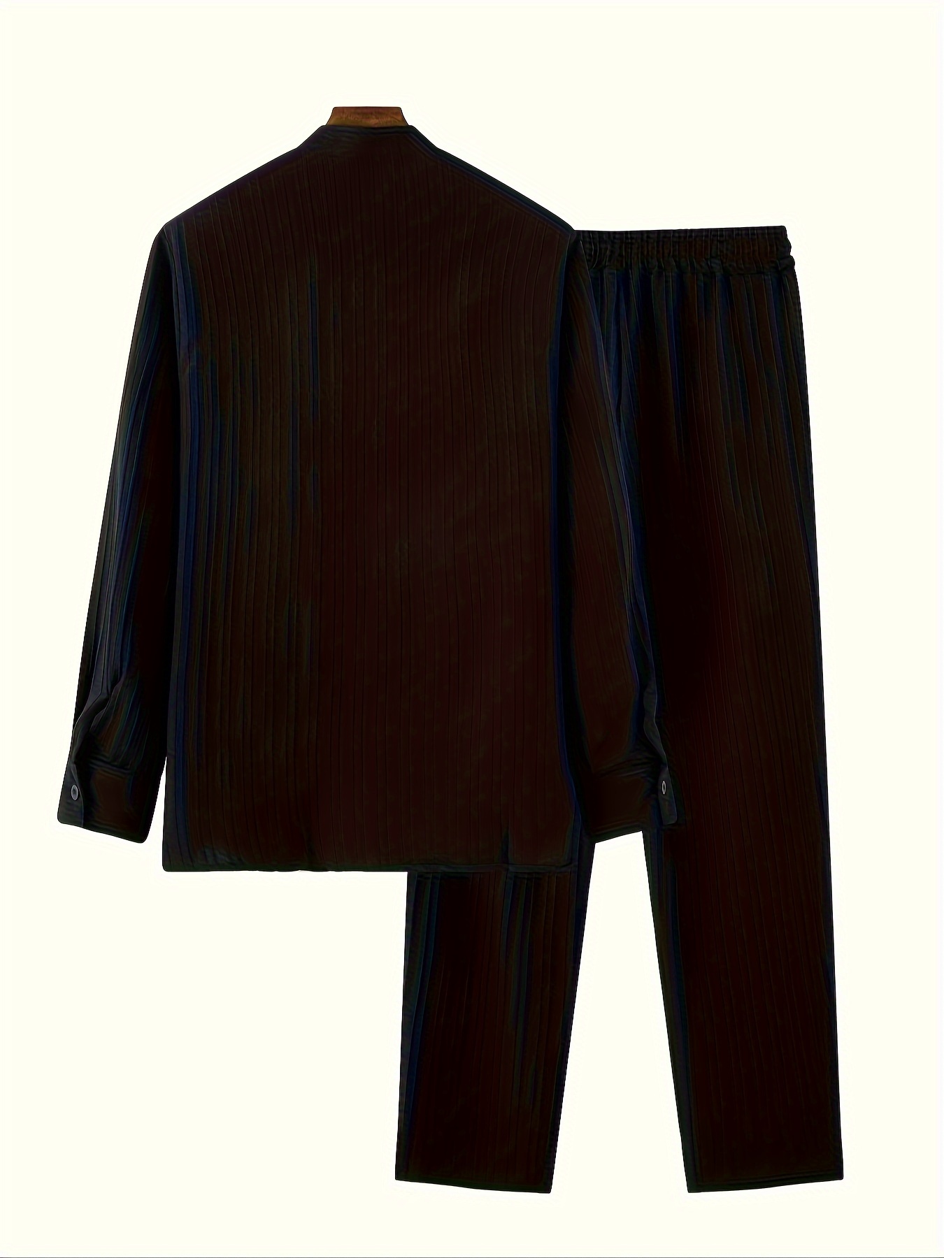 Men's Outfit Set Lapel Solid Long Sleeve Shirt Joggers - Temu