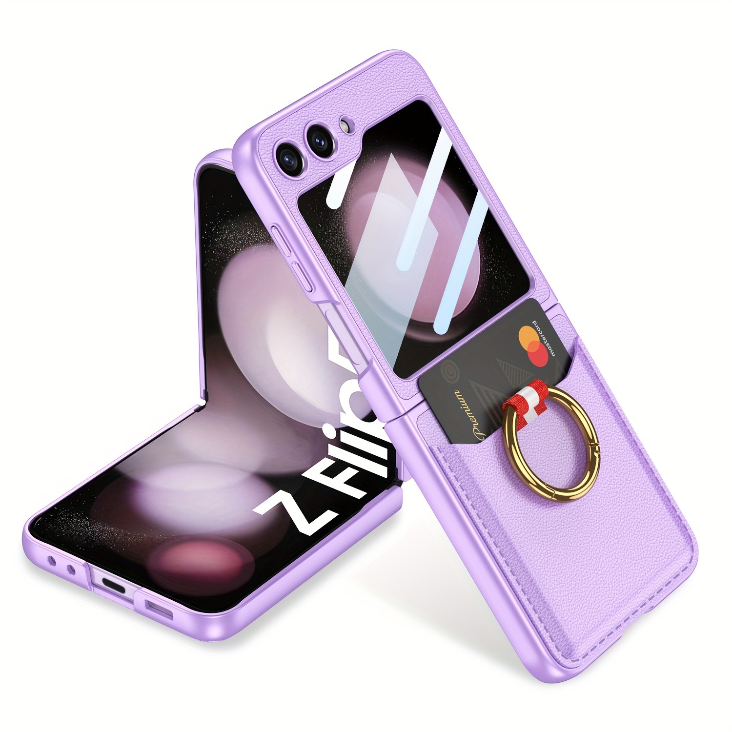 For Z Flip 5 Mobile Phone Case Folding Screen Electroplated Plain Leather  Strap Ring New Creative Luxury Women's Protective Fashion Brand Protective  Case - Temu