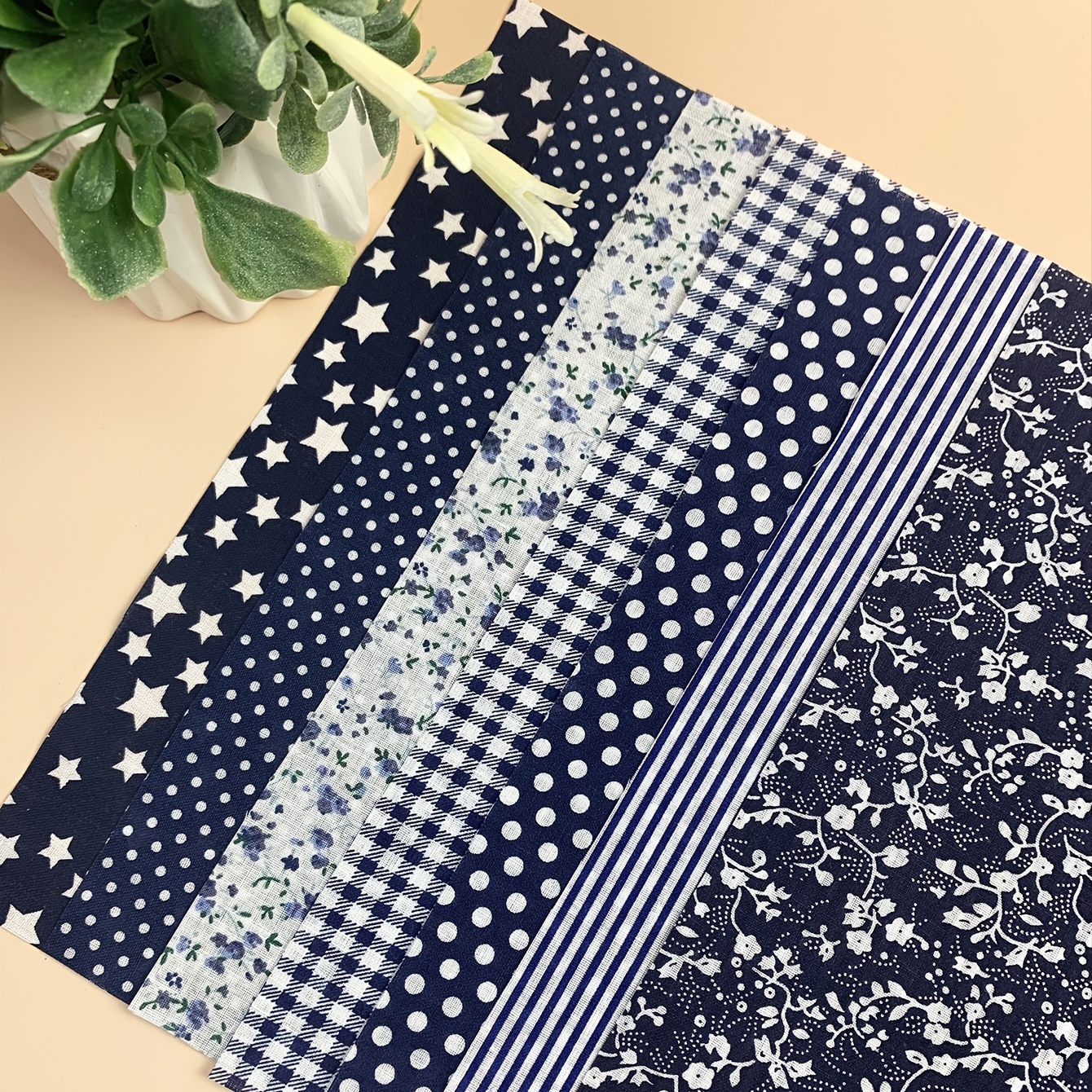 Navy Blue Cotton Fabric Printed Patchwork Fabric Stitching - Temu