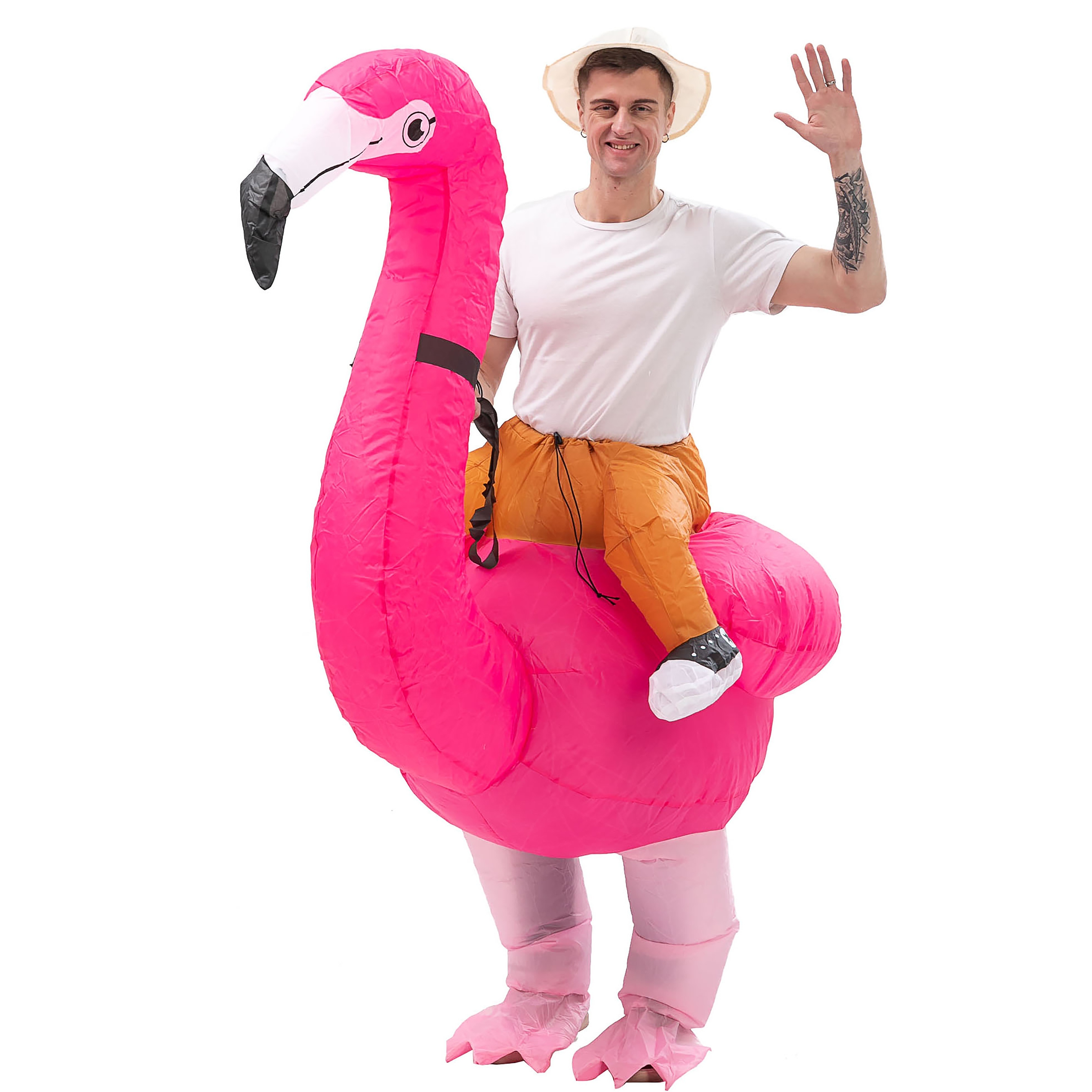 1 Set Of Christmas Flamingo Inflatable Costume, Spoof Costume Makeup Props,  Funny Three Dimensional Make Christmas Memorable, Halloween Costumes ( Wit