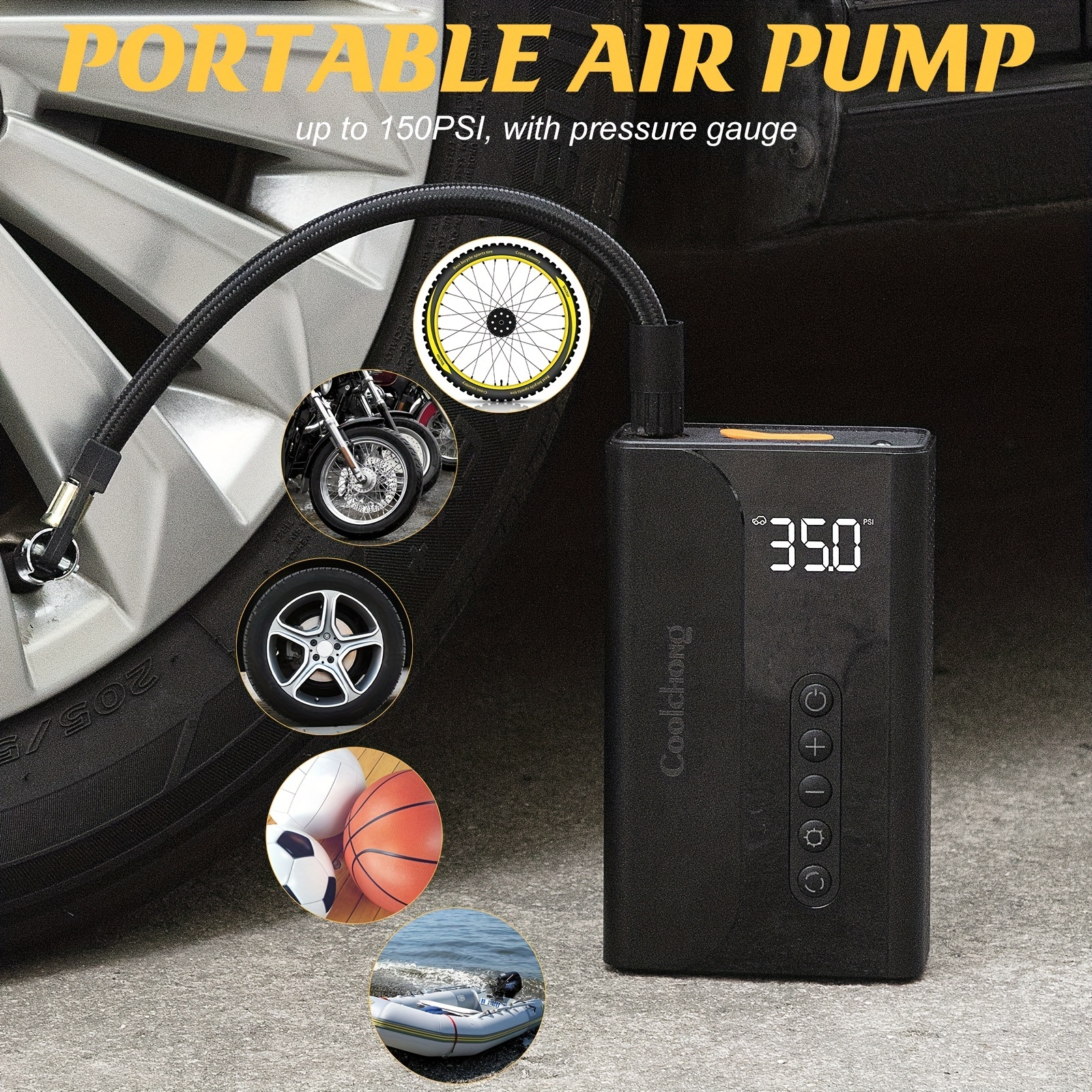 Car Jump Starter 4 In 1 Air Pump Power Bank Lighting Compressor Cars  Battery Starters Auto Booster Tyre Inflator Starting Device