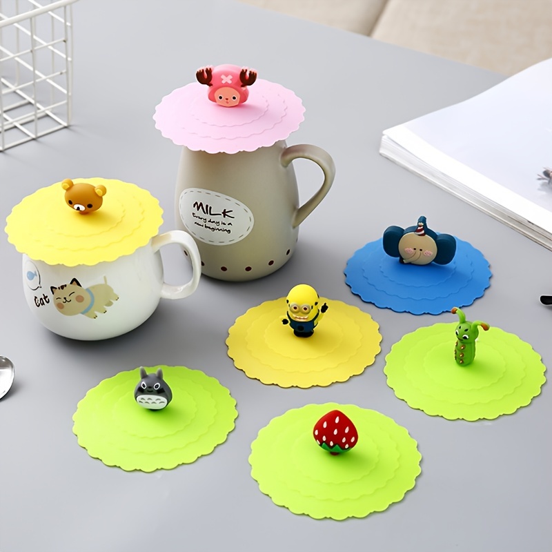 Silicone Glass Cup Covers,6pcs Silicone Cup Lids Reusable Anti-dust Cup  Covers Cute Coffee Tea Mug