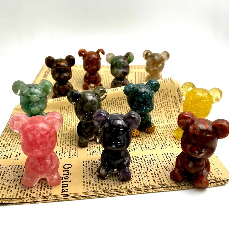 Resin Bear Figurines Natural Crystal Gravel Chip Animal Teddy Bear Statue  Resin Mold Home Decor Ornaments | Today's Best Daily Deals | Temu