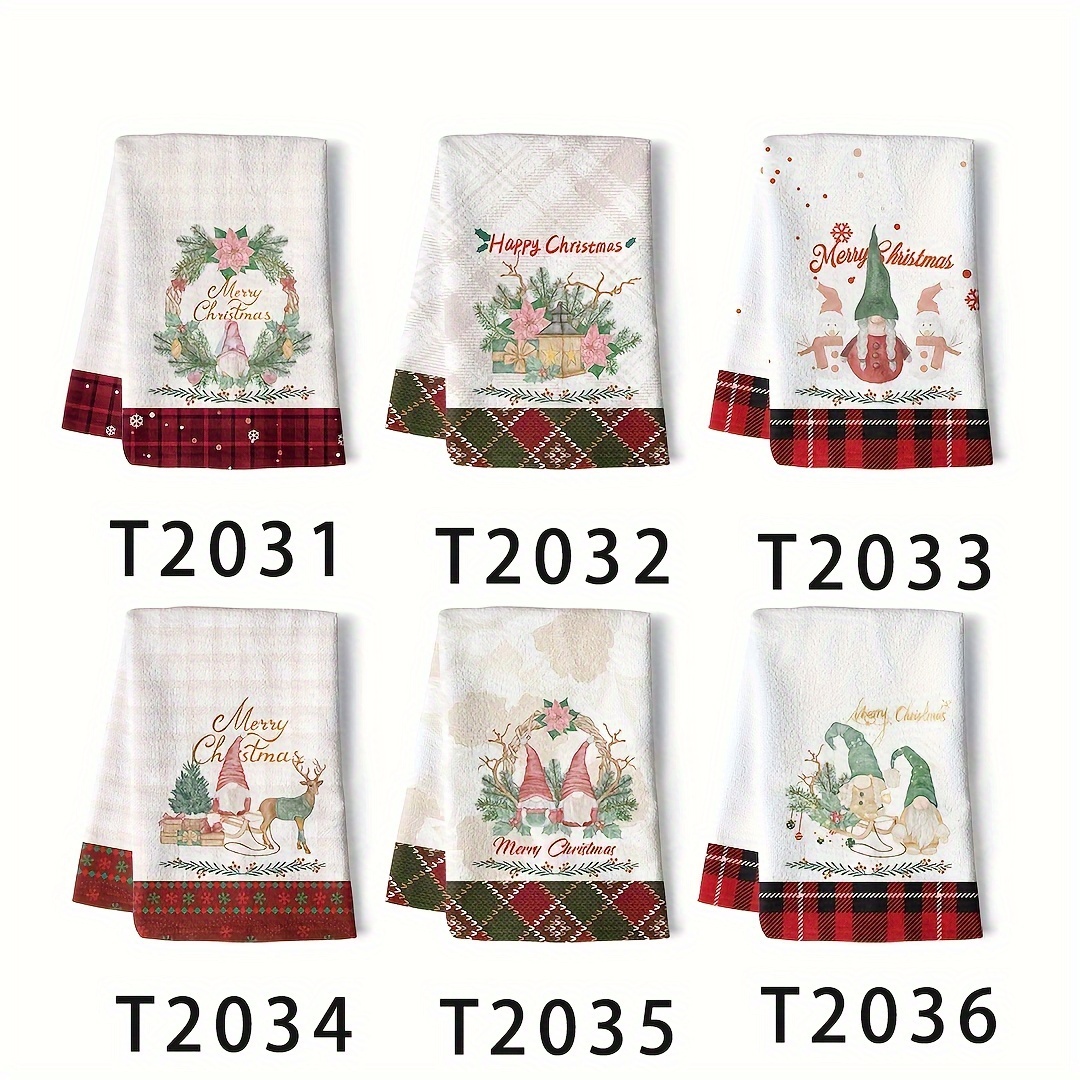4pcs Christmas Pattern Dish Towels, Soft Absorbent Fingertip Towel,  Christmas Gingerbread Man Pattern Dish Cloths, Seasonal Winter Holiday  Decoration