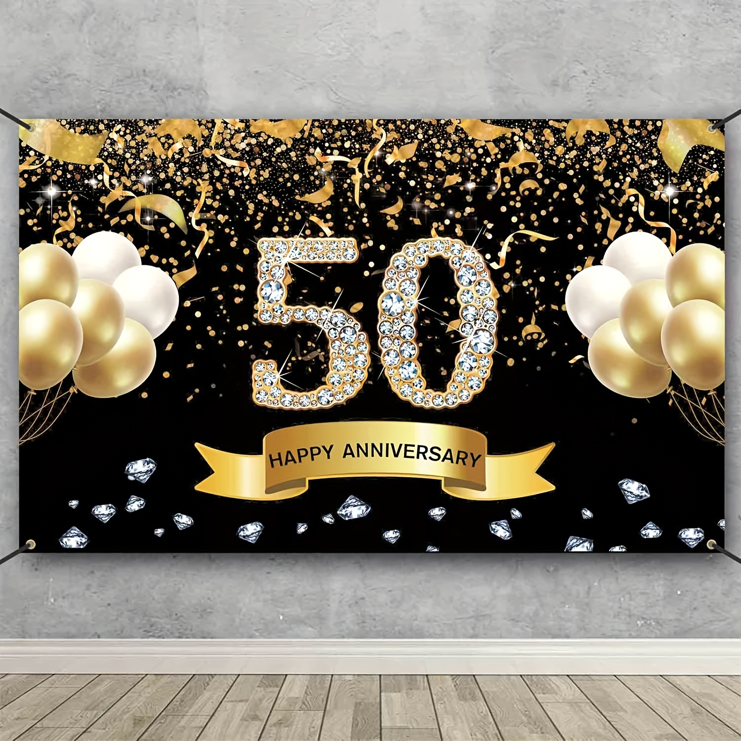 Decoración de feliz 50 ° cumpleaños para mujer, telón de fondo de  celebración de 50 años, pancarta de patio de fiesta de oro rosa, decoración  de 50 ° aniversario de boda - AliExpress