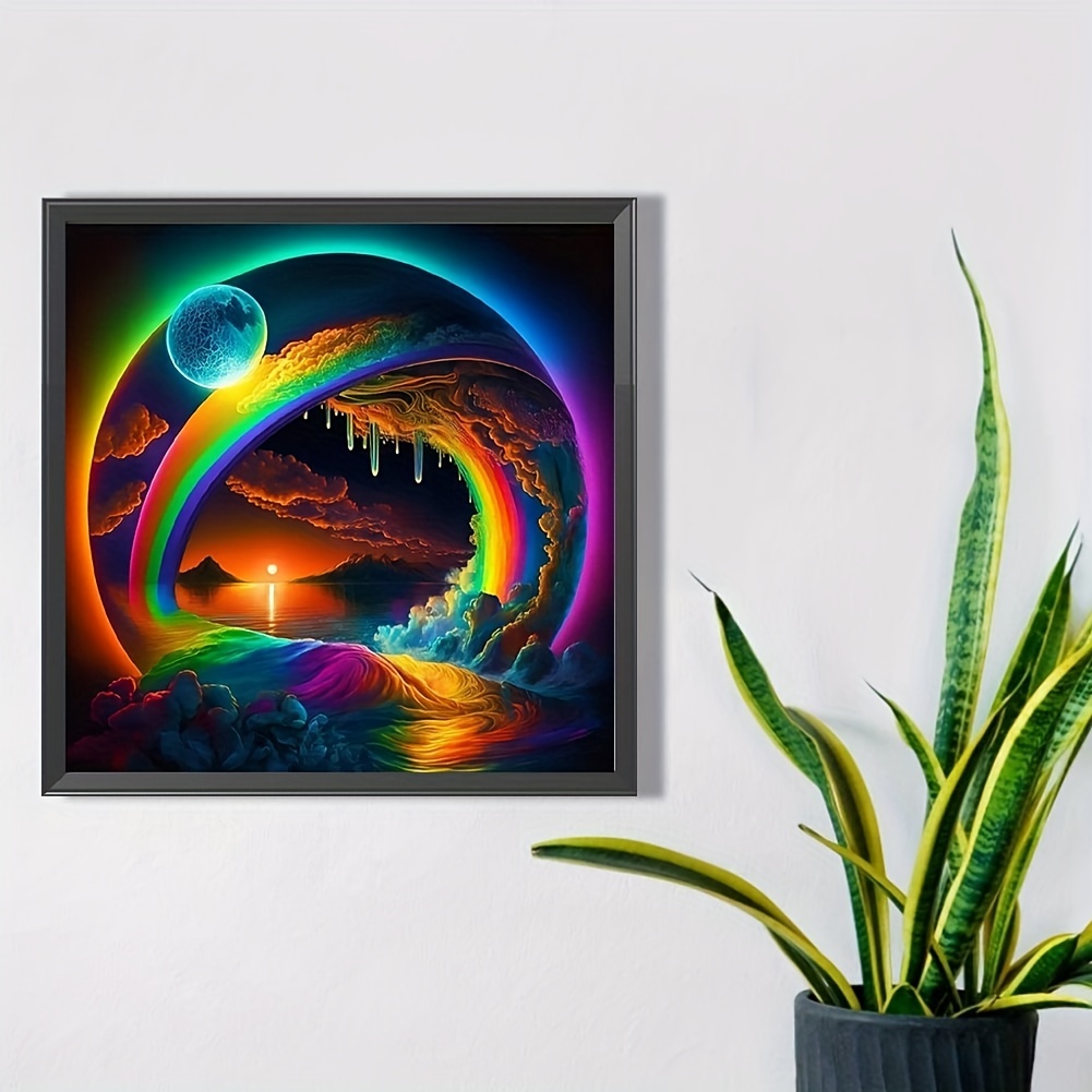 1 Diy 5d Artificial Diamond Painting Magic Rainbow Tree - Temu