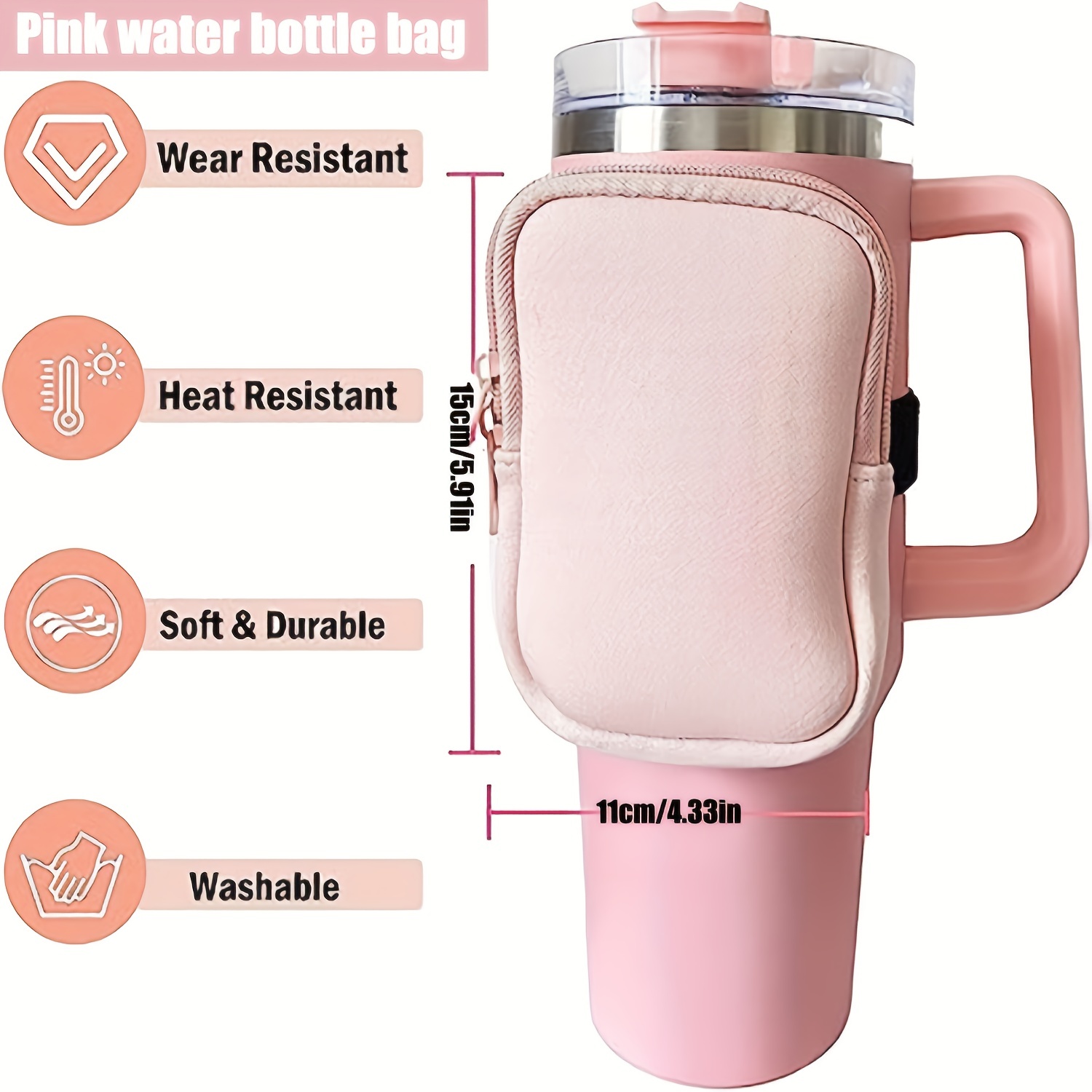 Water Bottle Pouch Tumbler Compatible Bag Neoprene Wrist Gym