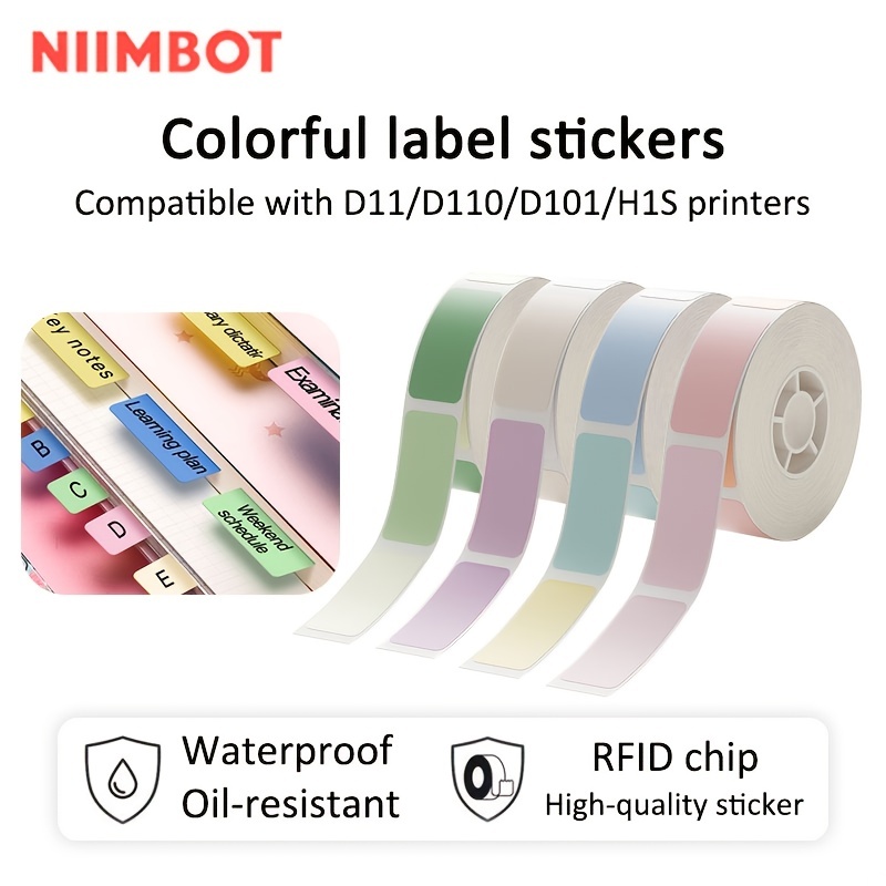 Ruban d'étiquettes autocollantes pour imprimante thermique NIIMBOT  D11/D110/D101 imperméables indéchirables et faciles à remplacer Blanc 15 x  50 mm