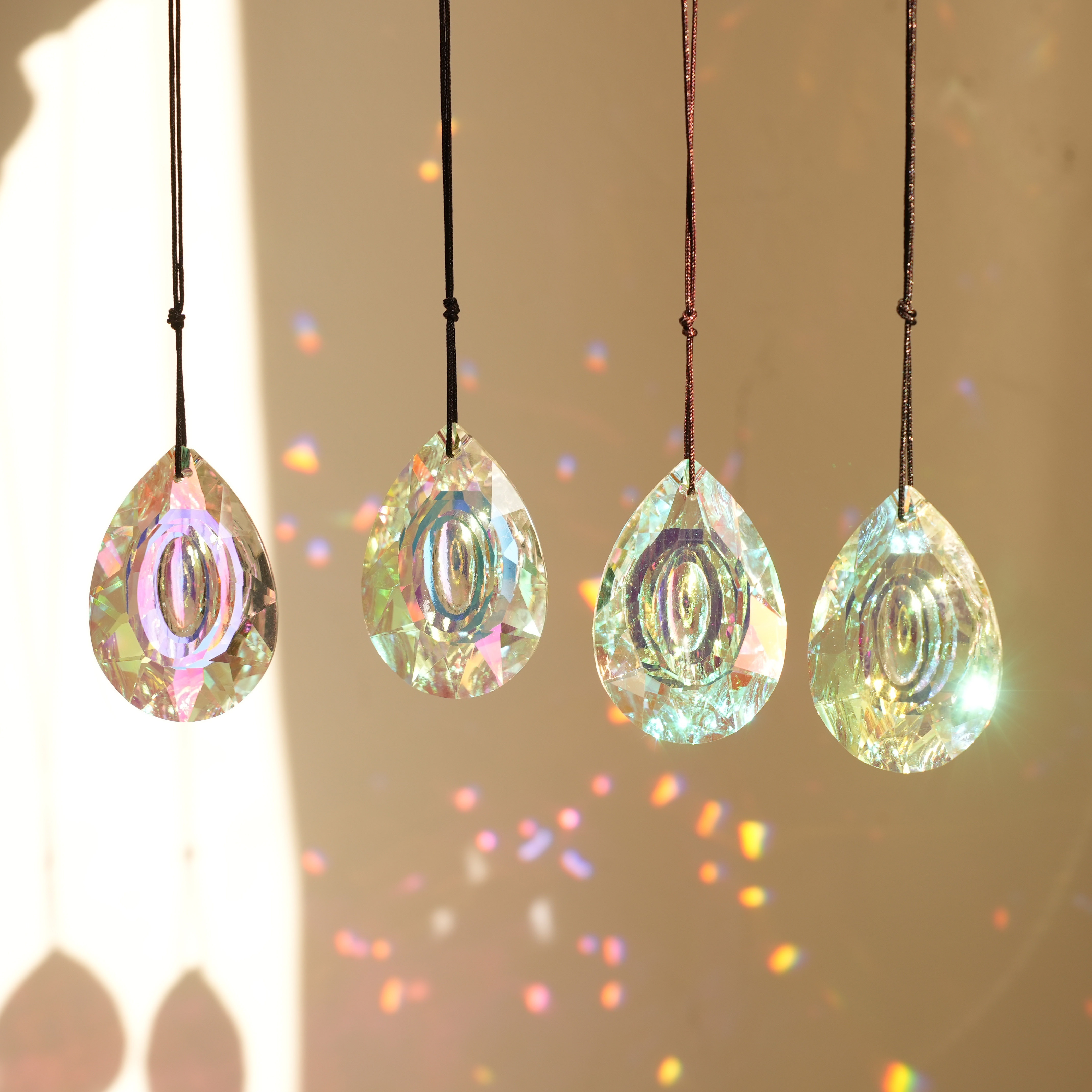 2 Stücke, Kristallprismen Sonnenfänger Ornamente Bunte