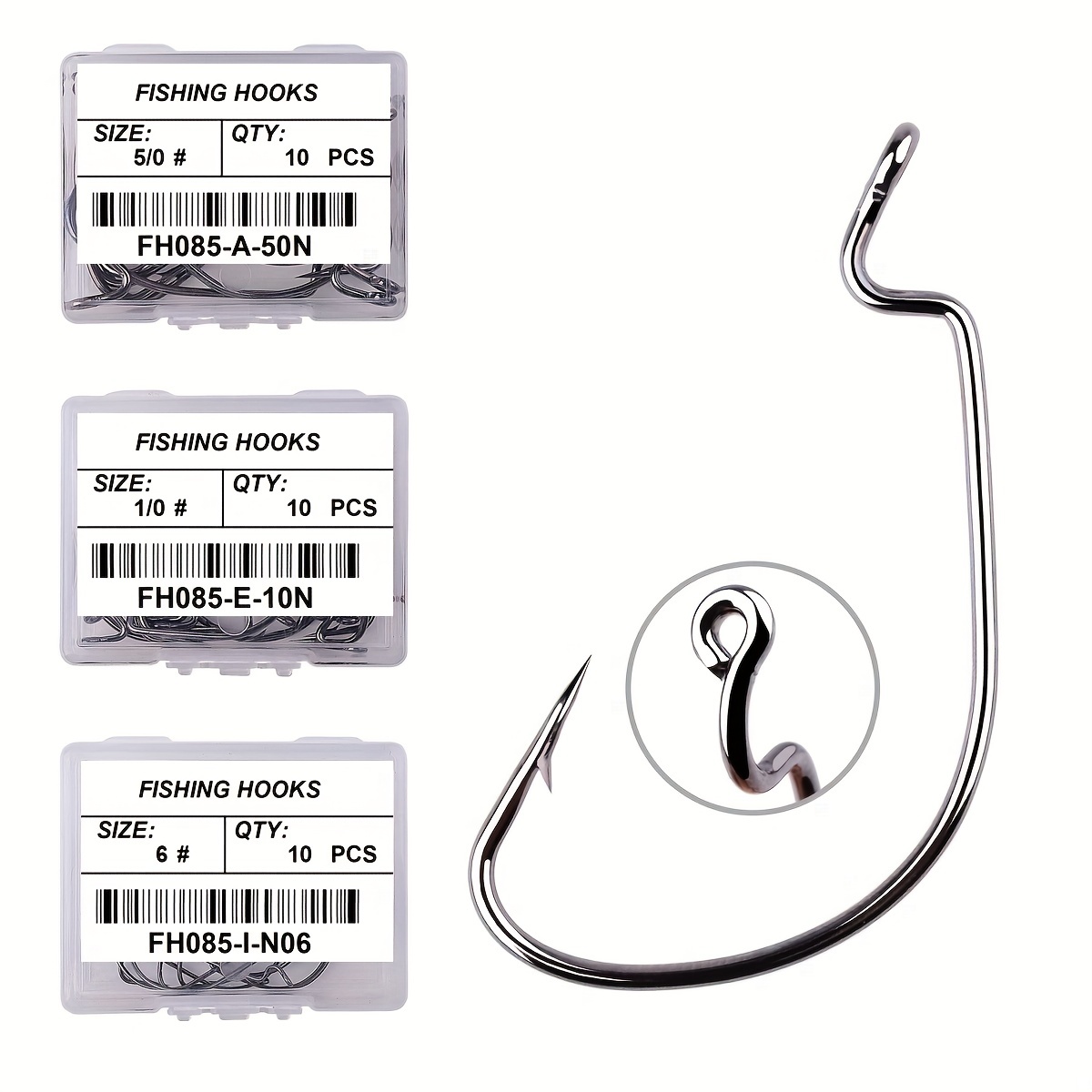 No. 5/0 no. 10 Barbed Fishing Hook For Soft Worm Crank Hook - Temu