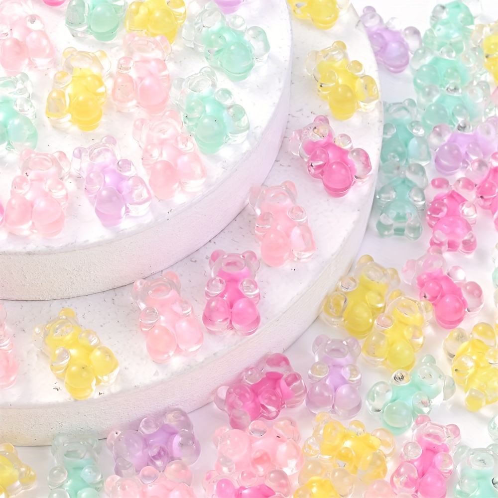 30pcs Gummy Bear Transparent Beads For Jewelry Making