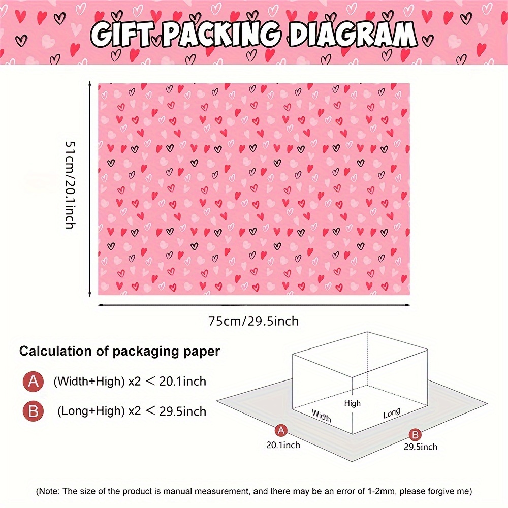 Flower Heart Wrapping Paper, Valentine Wrapping Paper, Wrapping