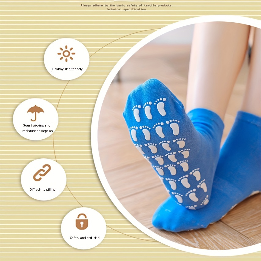 【Footprint】 1Pair Yoga Socks Non-Slip Skid Grips Fitness Pilates Cotton  Silicone Dots Socks For Adult